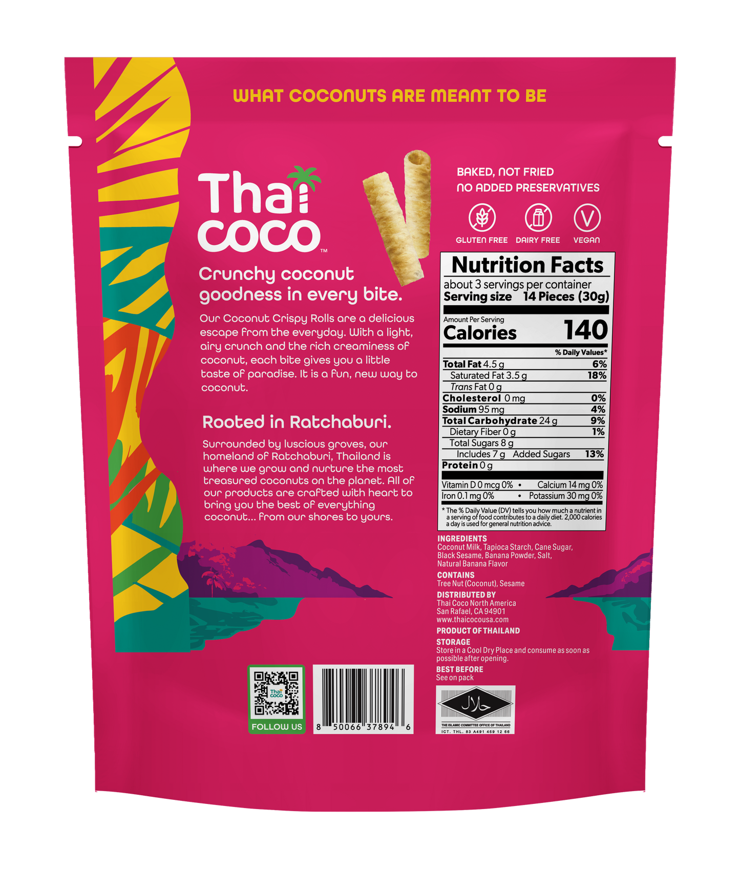 Banana Coconut Crispy Rolls - 3.5 oz (Pack of 8)