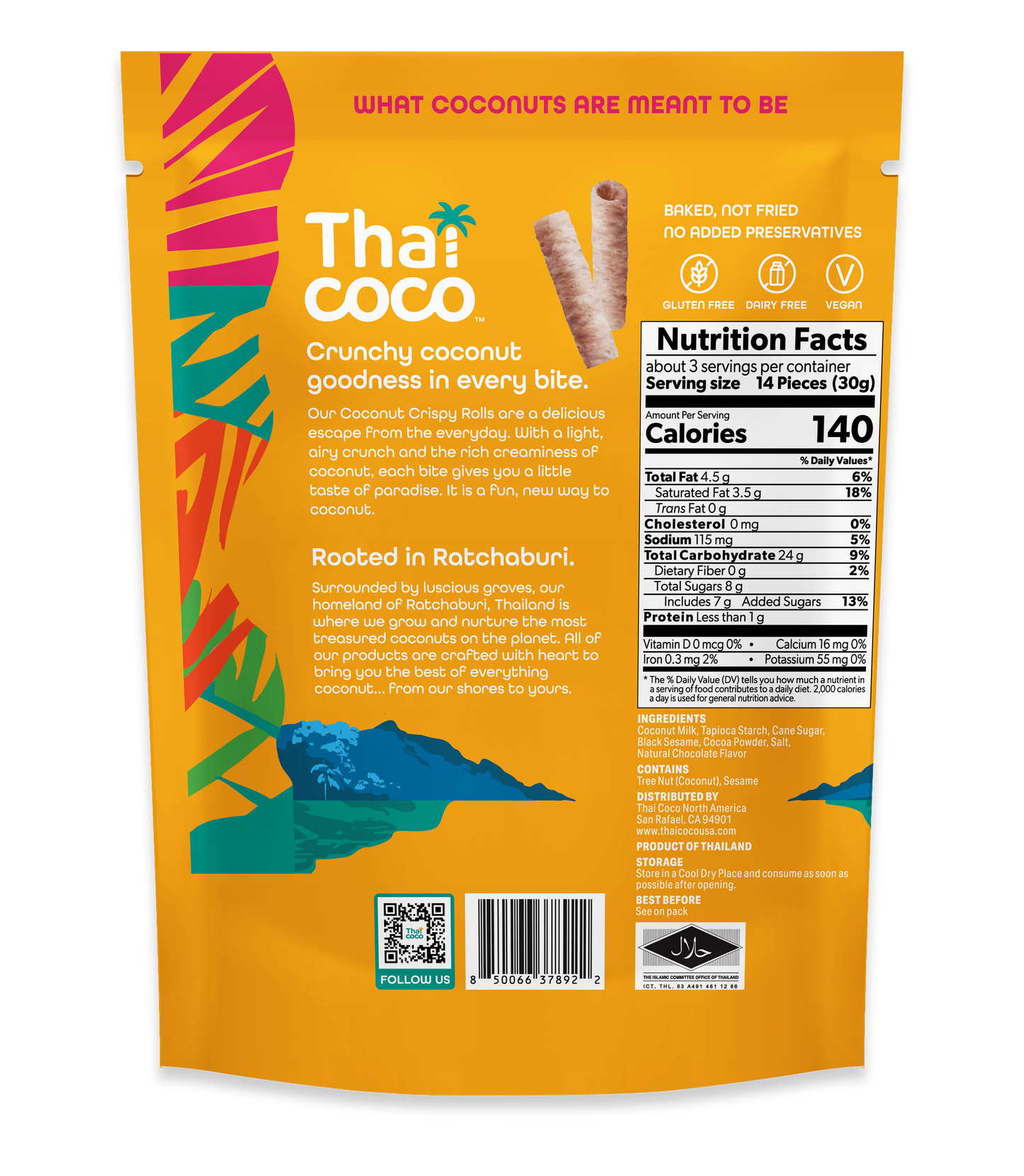 Chocolate Coconut Crispy Rolls - 3.5 oz (Pack of 12)