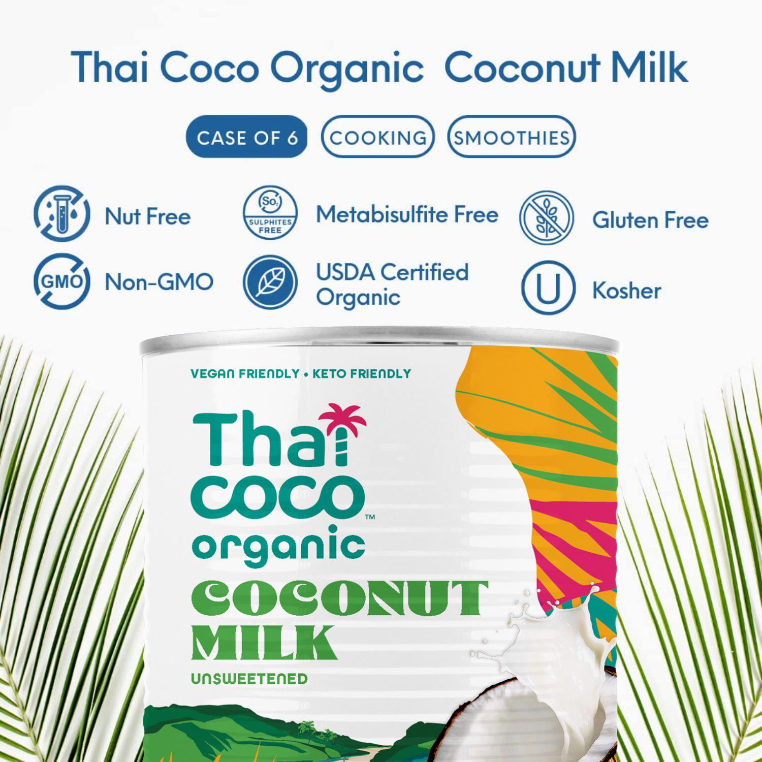 Leche De Coco Orgánica En Lata - Pack 6x