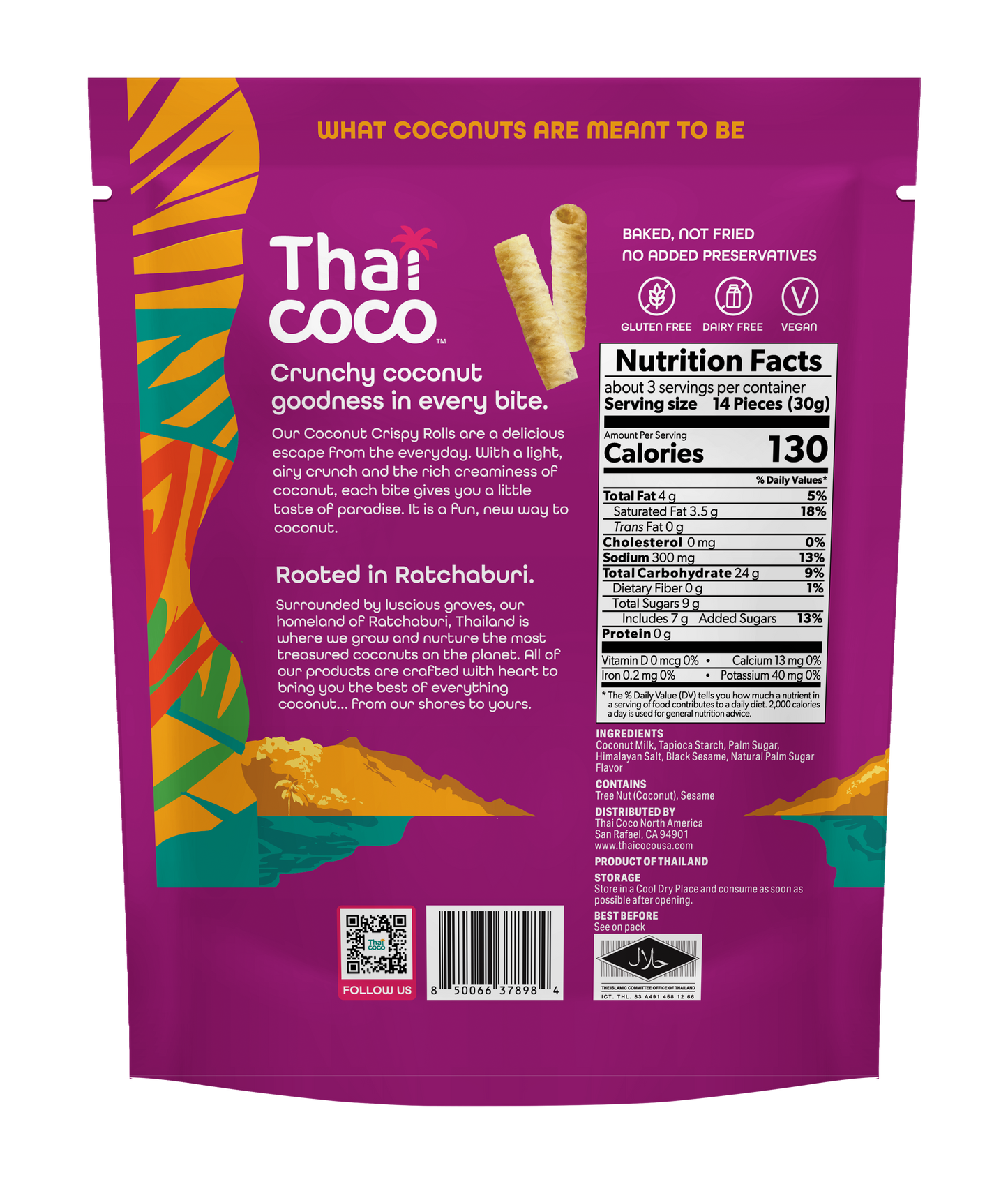Palm Sugar & Himalayan Salt Coconut Crispy Rolls - 3.5 oz (Pack of 12)