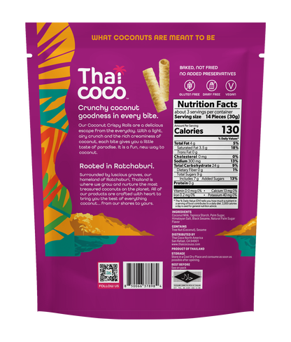 Palm Sugar & Himalayan Salt Coconut Crispy Rolls - 3.5 oz (Pack of 12)