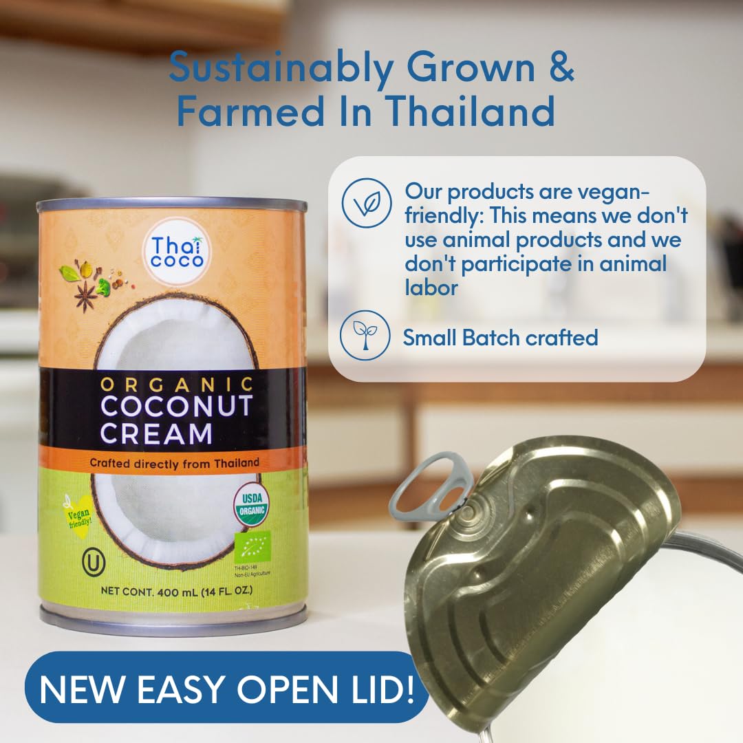 Thai Coco - Organic Coconut Cream Unsweetened - 14 fl. oz (Pack of 6)