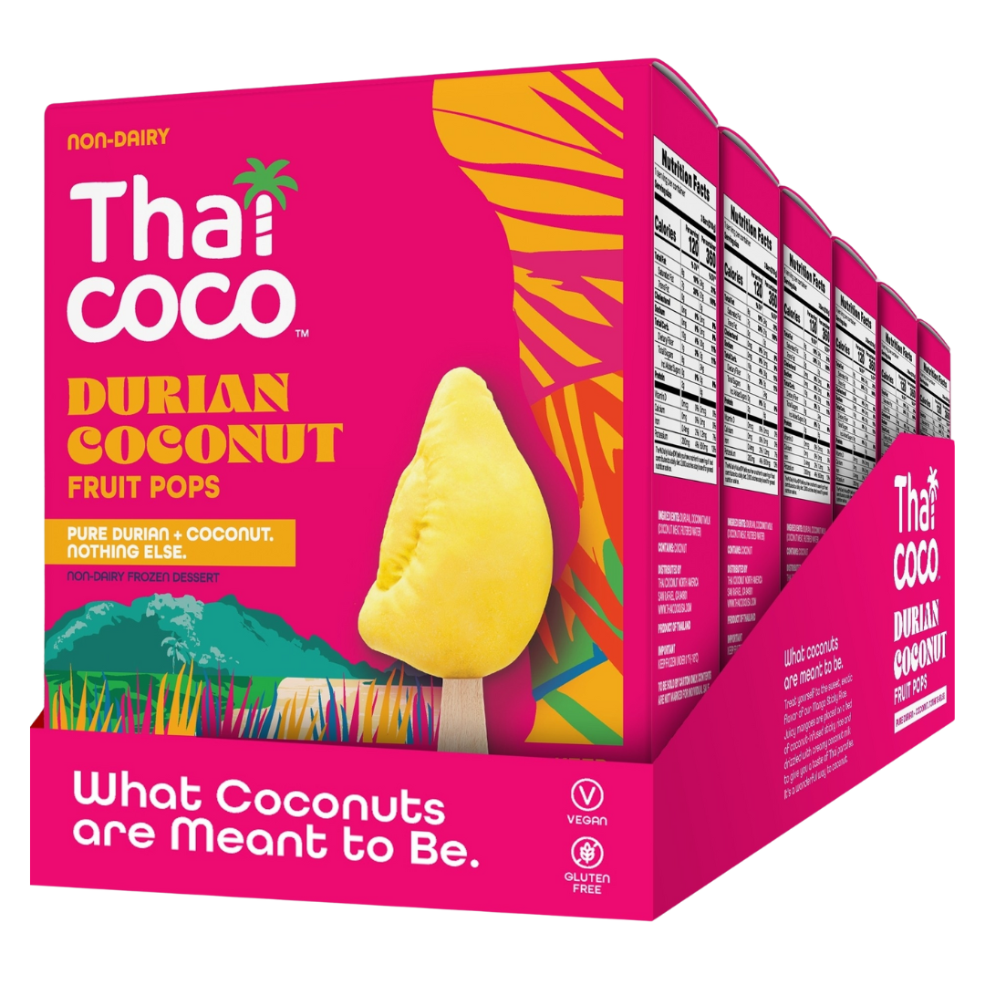 Durian Coconut Fruit Pops - 3 Pops per Box (Pack of 6)
