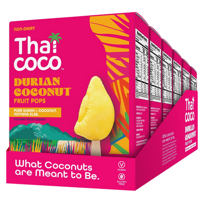Durian Coconut Fruit Pops - 3 Pops per Box (Pack of 6)