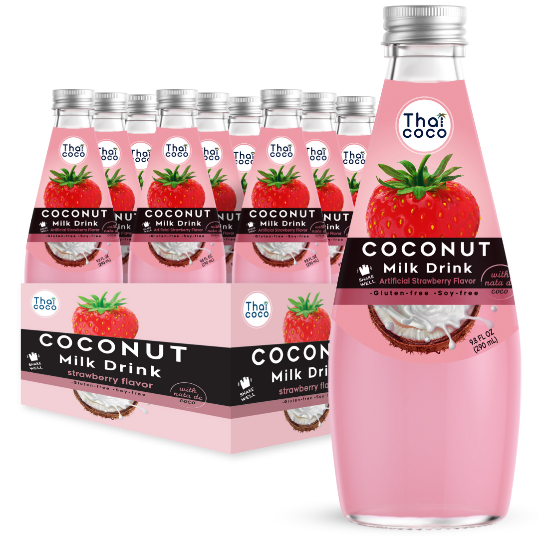 Thai Coco - Coconut Milk Drink with Nata De Coco - 9.8 fl. oz. Bottles