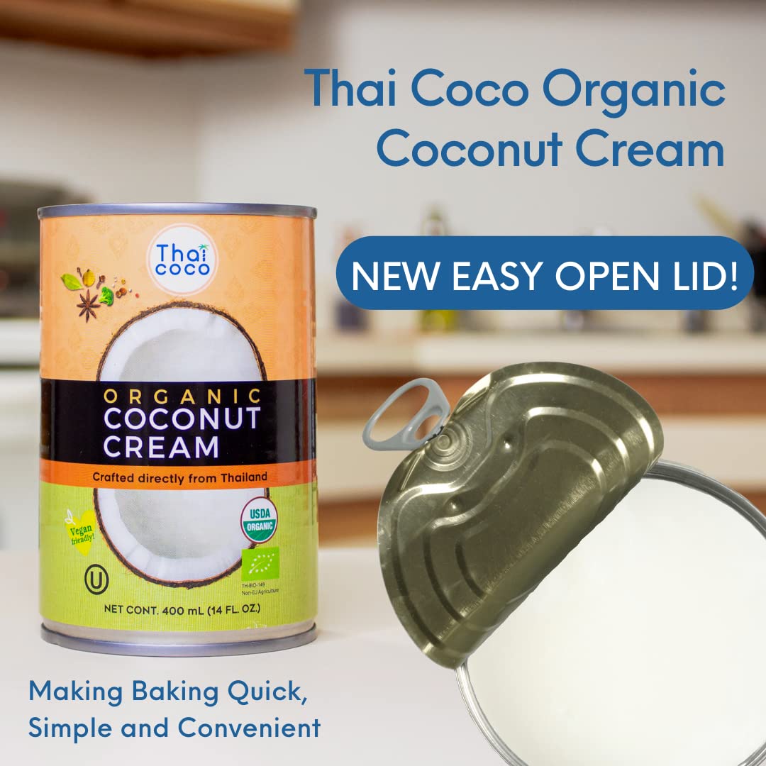 Thai Coco Organic Coconut Cream Unsweetened - Vegan - Kosher - 6x Pack ...