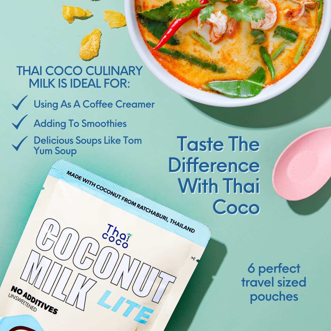 Thai Coco - Coconut Milk Lite Pouches - 6.76 fl. oz (Pack of 6)