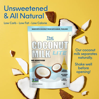 Thai Coco - Coconut Milk Lite Pouches - 6.76 fl. oz (Pack of 6)